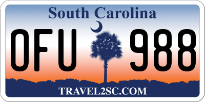 SC license plate OFU988