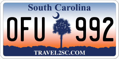 SC license plate OFU992