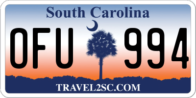 SC license plate OFU994