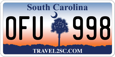 SC license plate OFU998