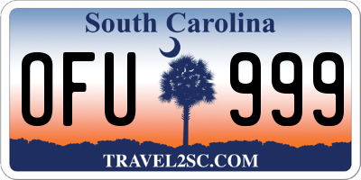 SC license plate OFU999