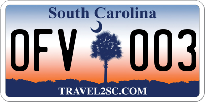 SC license plate OFV003