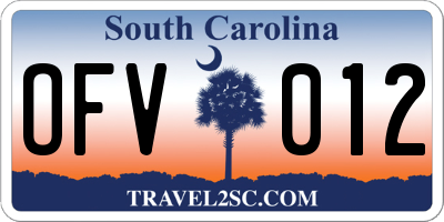 SC license plate OFV012