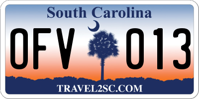 SC license plate OFV013