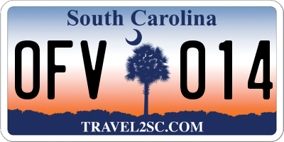 SC license plate OFV014