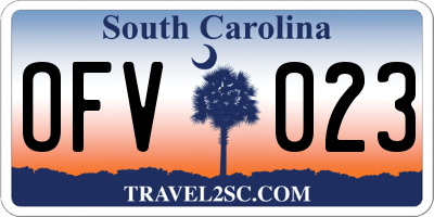 SC license plate OFV023
