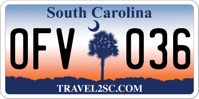 SC license plate OFV036