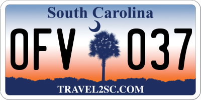 SC license plate OFV037