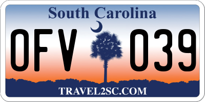 SC license plate OFV039