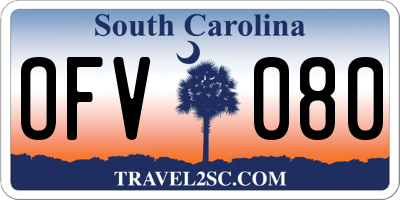 SC license plate OFV080