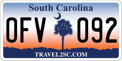 SC license plate OFV092