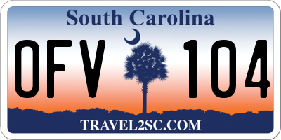 SC license plate OFV104