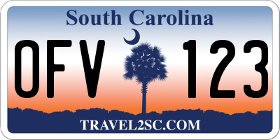 SC license plate OFV123