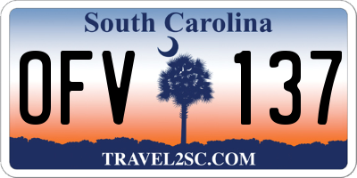 SC license plate OFV137