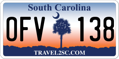 SC license plate OFV138