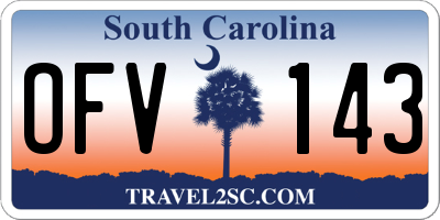 SC license plate OFV143