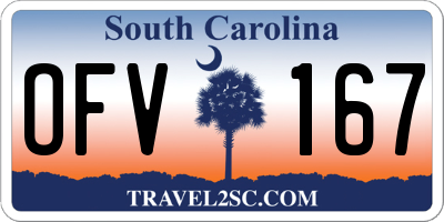 SC license plate OFV167