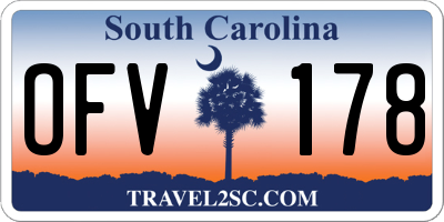 SC license plate OFV178