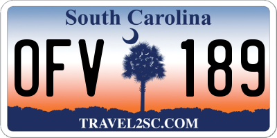 SC license plate OFV189