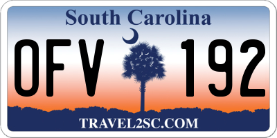 SC license plate OFV192
