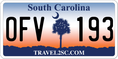 SC license plate OFV193
