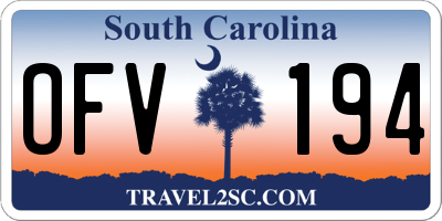 SC license plate OFV194