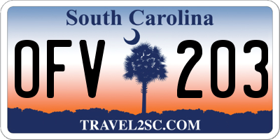 SC license plate OFV203