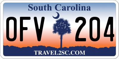 SC license plate OFV204