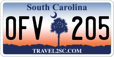 SC license plate OFV205