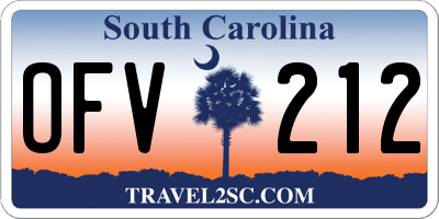 SC license plate OFV212