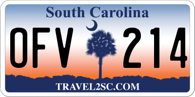 SC license plate OFV214