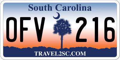 SC license plate OFV216