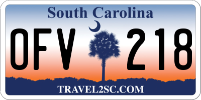SC license plate OFV218