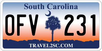 SC license plate OFV231
