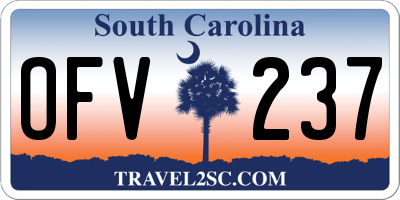 SC license plate OFV237