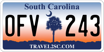 SC license plate OFV243