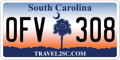 SC license plate OFV308
