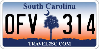 SC license plate OFV314