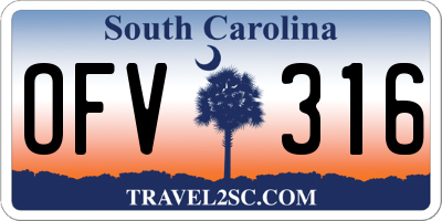 SC license plate OFV316
