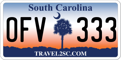 SC license plate OFV333