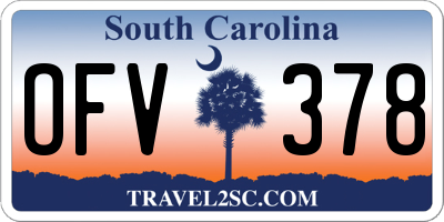 SC license plate OFV378