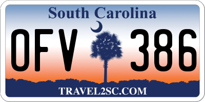 SC license plate OFV386