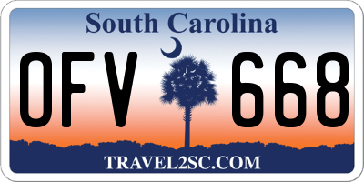 SC license plate OFV668