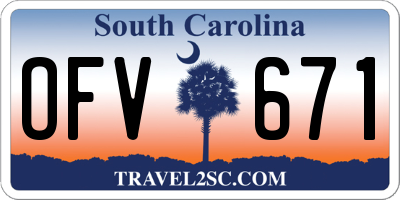 SC license plate OFV671
