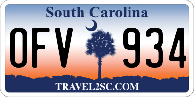 SC license plate OFV934