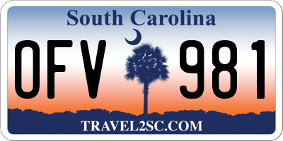 SC license plate OFV981