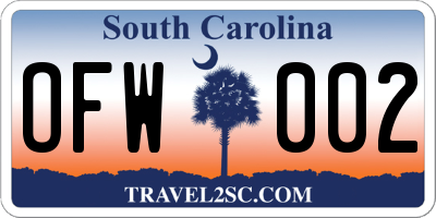 SC license plate OFW002