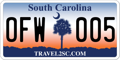 SC license plate OFW005