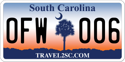 SC license plate OFW006