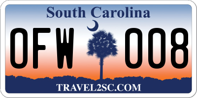 SC license plate OFW008